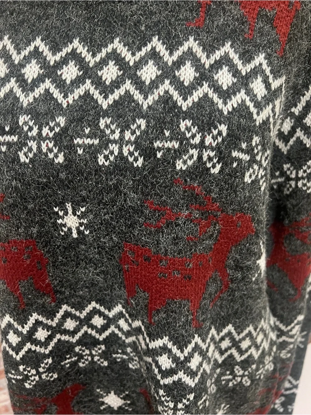 Shineflow Nordic Fair Isle Reindeer Knit Soft Tunic Sweater Winter Cabincore L